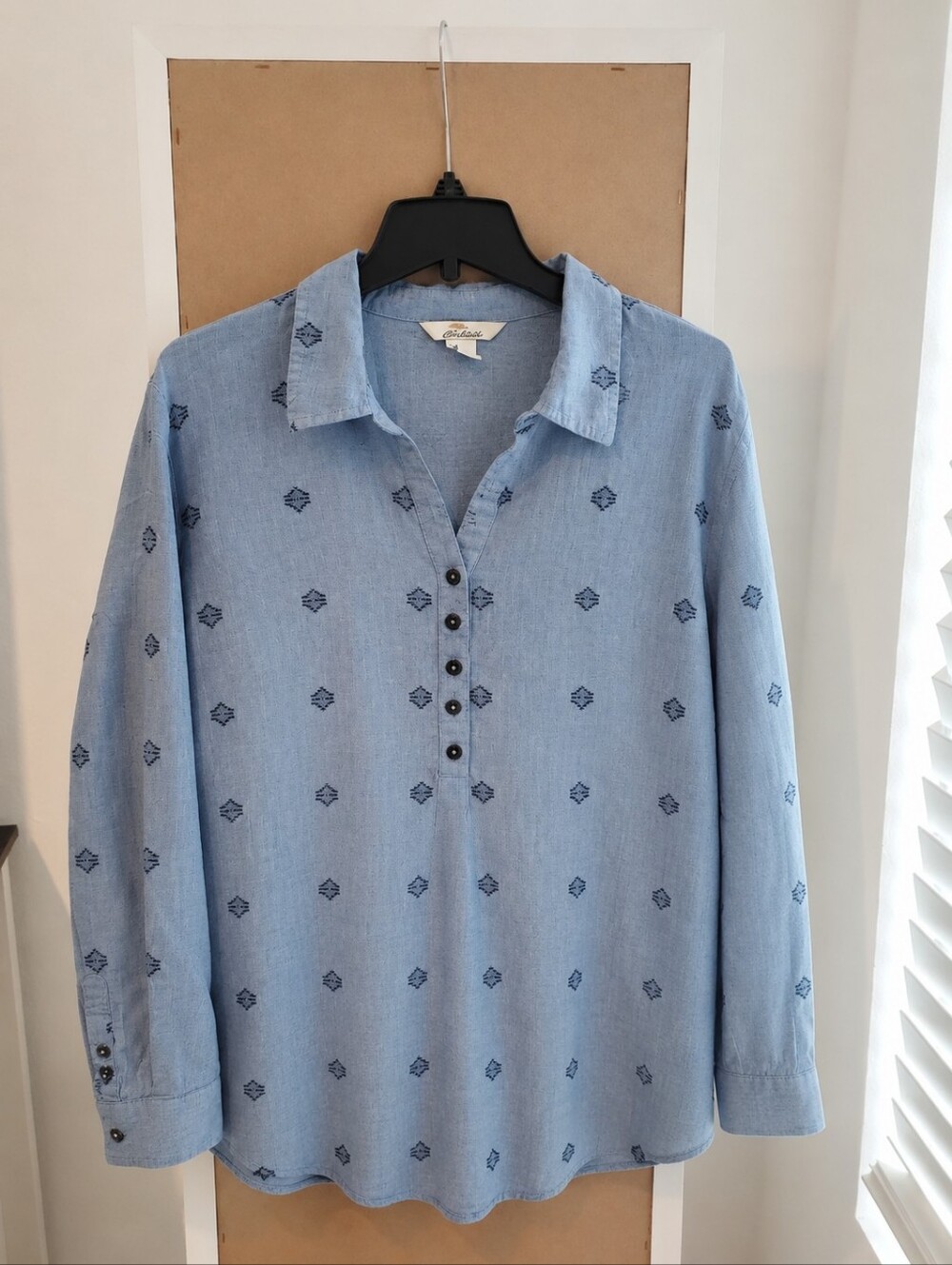 Bob Timberlake Cotton Boho Peasant Blouse Blue XL